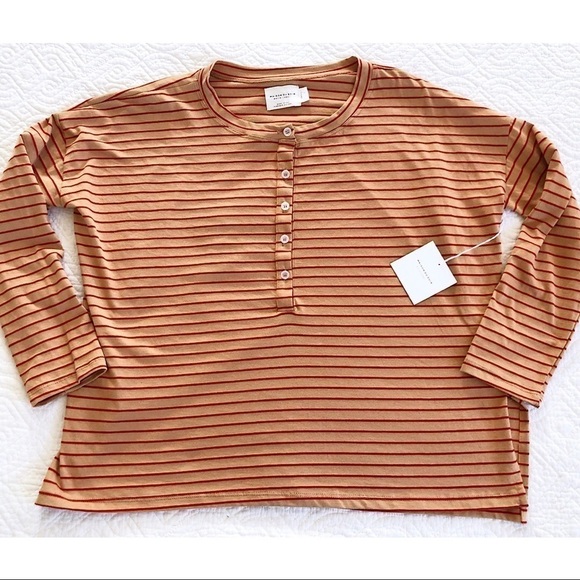 Maison Du Soir White Label Striped Pajama Top NWT - Picture 8 of 9